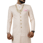 Alluring Peach Thread Embroidered Sherwani | Father Son Combo | Perfect Groom Wear